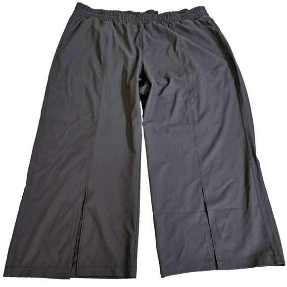 Old Navy Pants Womens XXL Black High Waist Wide Leg Stretch Quick Dry Front Slit - Picture 3 of 15